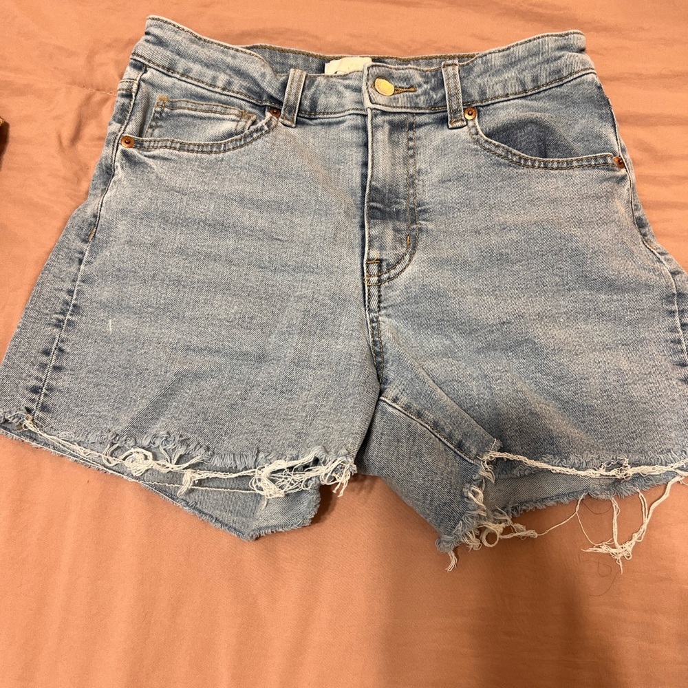 H&M Light Blue Distressed Jean Shorts